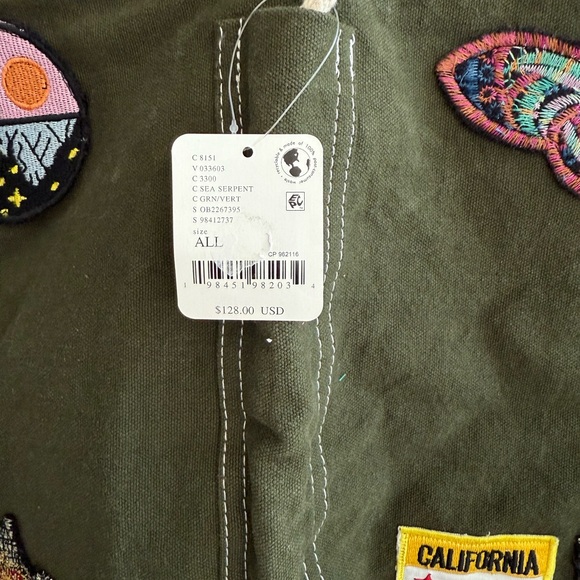 Free People Olive Green Tote Bag with Patches - Picture 7 of 11